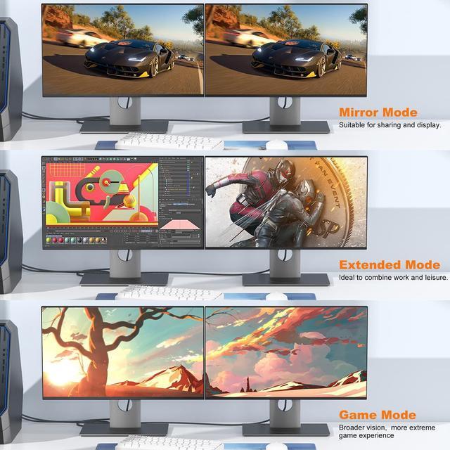 Alt view image 7 of 7 - Mini DisplayPort to DisplayPort Cable 2M, Mini DP to DP, DP 1.4 Cable supports AMD Eyefinity, NVIDIA Mosaic Technology, 8K@60Hz, 4K@144Hz, HDR, FreeSync, G-SYNC for NUC, Laptop, PC, Graphics and more
