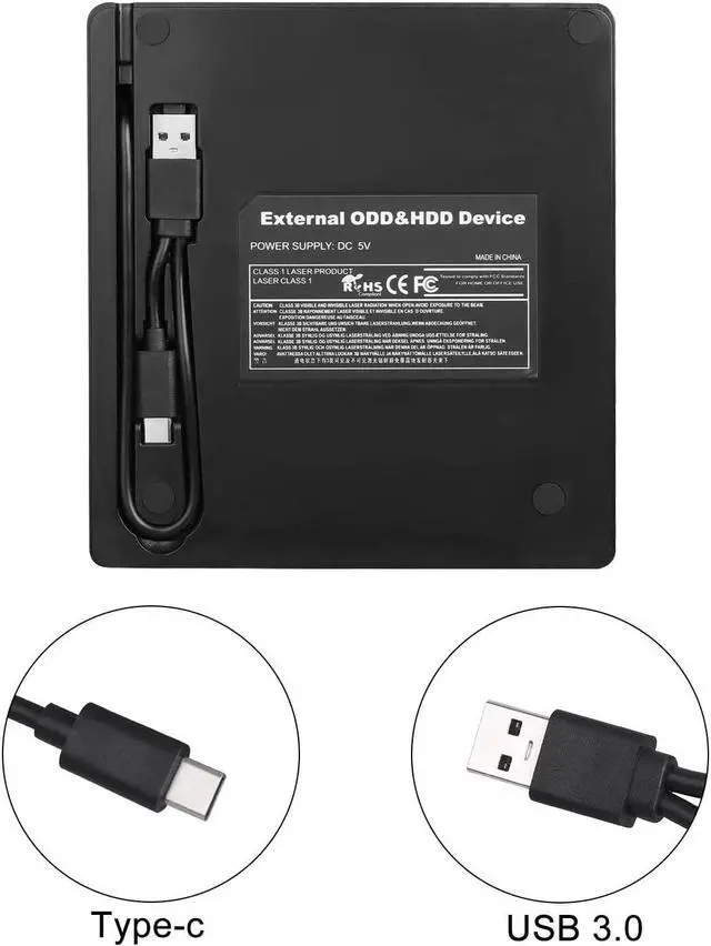 Alt view image 7 of 7 - External CD DVD Drive, USB 3.0 & Type-C CD-RW DVD-R Combo DVD Burner with SD/TF Slot, 2x USB 2.0 Port CD/DVD Drive for PC Laptop Computer Mac Windows 10/8/7