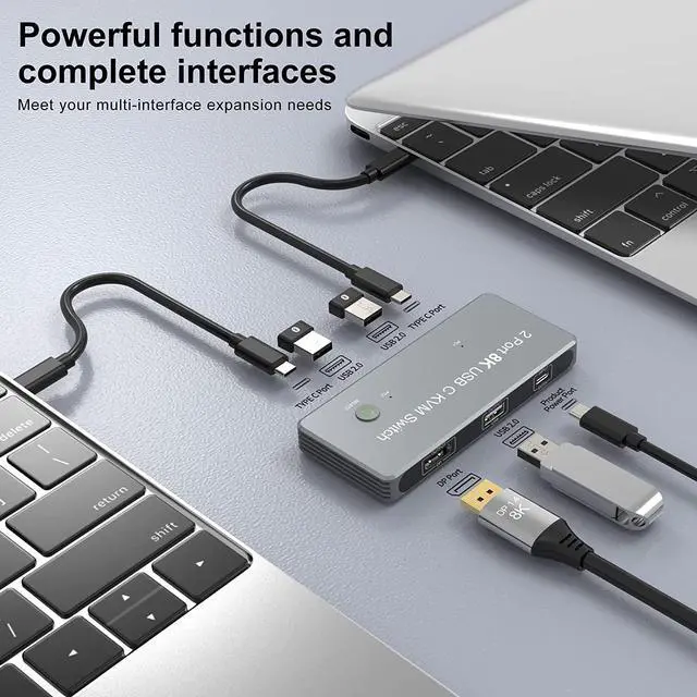 Alt view image 5 of 7 - USB C KVM Switch, 8K KVM Switches 2 Ports USB Type-C for 2 Computers Share One 8K HD Monitor, Switch Selector with 3 USB Supported Wireless Devices Keyboard Mouse Printer Scanner