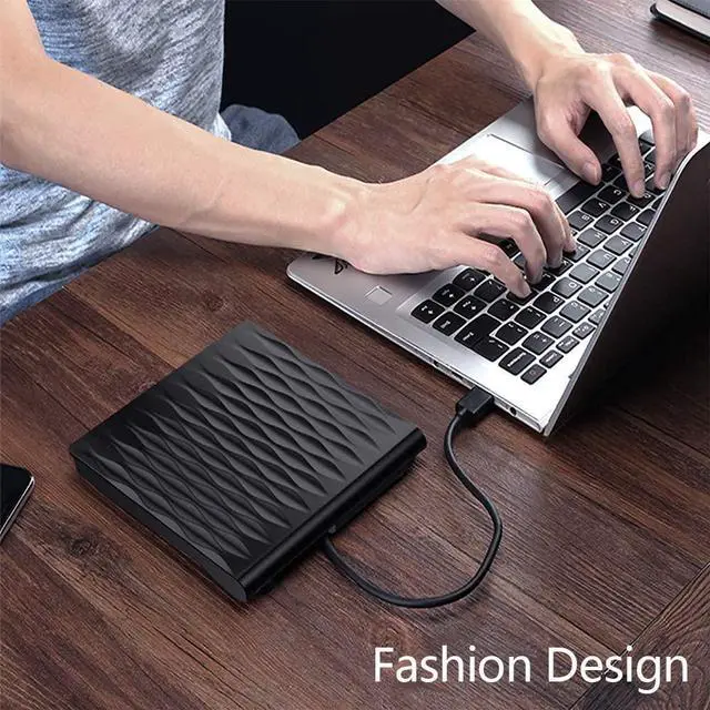 Alt view image 7 of 7 - External CD DVD Drive, USB 3.0 Slim Portable External CD/DVD Rewriter Writer CD DVD Burner, High Speed Data Transfer USB Optical Drives Player Player for PC Desktop/Laptop/Windows/Linux/Mac OS eokCXOY