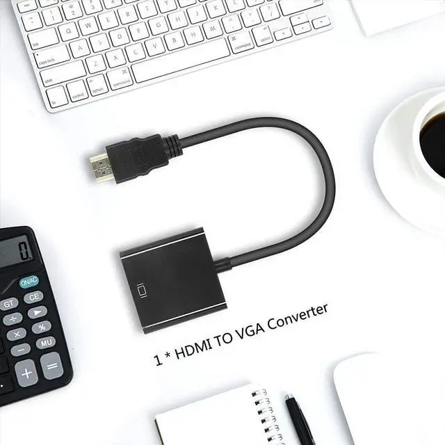 Alt view image 4 of 7 - HDMI to VGA, HDMI to VGA Adapter (Male to Female) Compatible for Computer, Desktop, Laptop, PC, Monitor, Projector, HDTV, Chromebook, Raspberry Pi, Roku, Xbox and More - Black