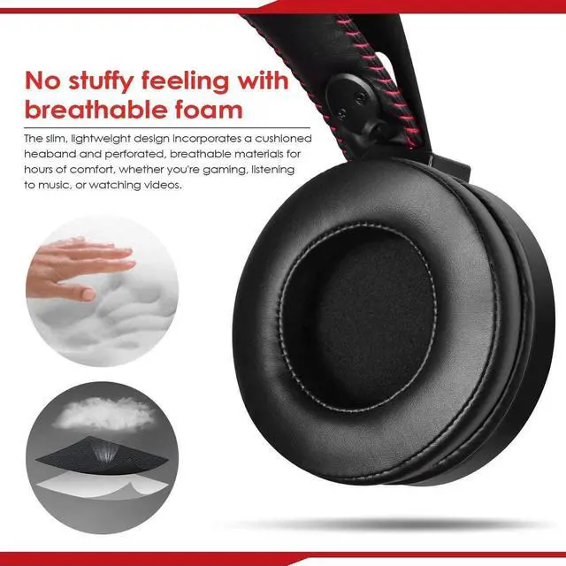 Alt view image 3 of 7 - Gaming Headset Xbox One Headset with Surround Sound Stereo, PS4 Headset with Mic & LED Light, Compatible with PC, Laptop, PS4, Xbox One Controller(Adapter Not Included), Nintendo Switch, Mac