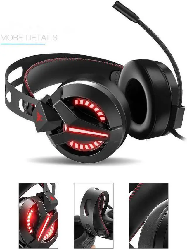 Alt view image 7 of 7 - Gaming Headset Xbox One Headset with Surround Sound Stereo, PS4 Headset with Mic & LED Light, Compatible with PC, Laptop, PS4, Xbox One Controller(Adapter Not Included), Nintendo Switch, Mac