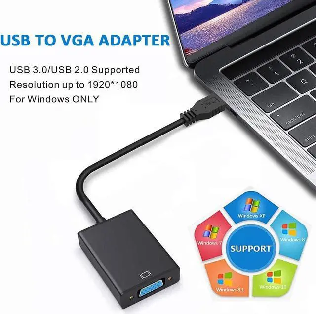 Alt view image 4 of 7 - USB to VGA Adapter,Updated USB 3.0 to VGA Adapter Multi-Display Video Converter Compatible with PC Laptop Windows 7/8/8.1/10,Desktop, Laptop, PC, Monitor, Projector, HDTV