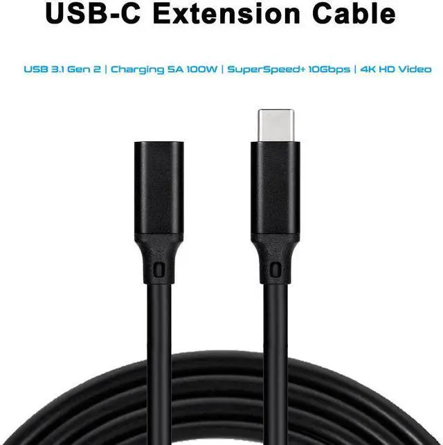 Alt view image 3 of 7 - USB C Extension Cable - Type C Extender Male to Female USB 3.2 Gen 2 10Gbps 100W Thunderbolt 3 Compatible with MacBook Pro iPad Pro Nintendo Switch DJI Mavic Dell XPS Surface Go Hub