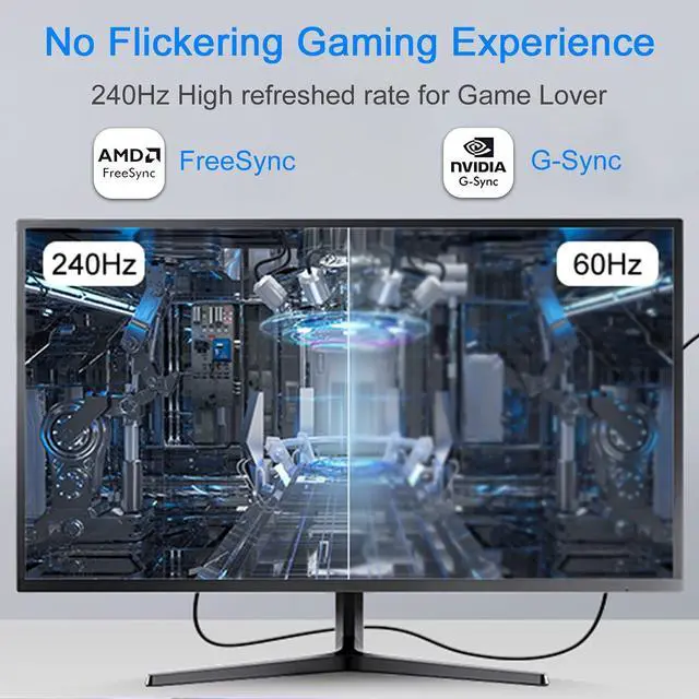 Alt view image 3 of 7 - 8K Displayport 1.4 Cable 6.6ft/2M, High Refresh Ultra HD DP to DP 32.4Gbps Lead, Supports 8K@60Hz, 4K@144Hz, HDR 10, 3D, FreeSync & G-Sync, Compatible for Gaming Monitor, HDTV, Display, PC/Laptop