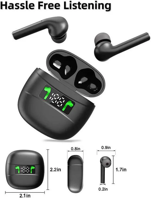 Alt view image 2 of 7 - Wireless Headphones, Wireless Headphones Bluetooth 5.0 IPX6 Sweatproof Noise Cancelling Headphone Built-in Mic Headset for Sports True Wireless Earbuds, Wireless Earphone Bluetooth for iPhone &Android