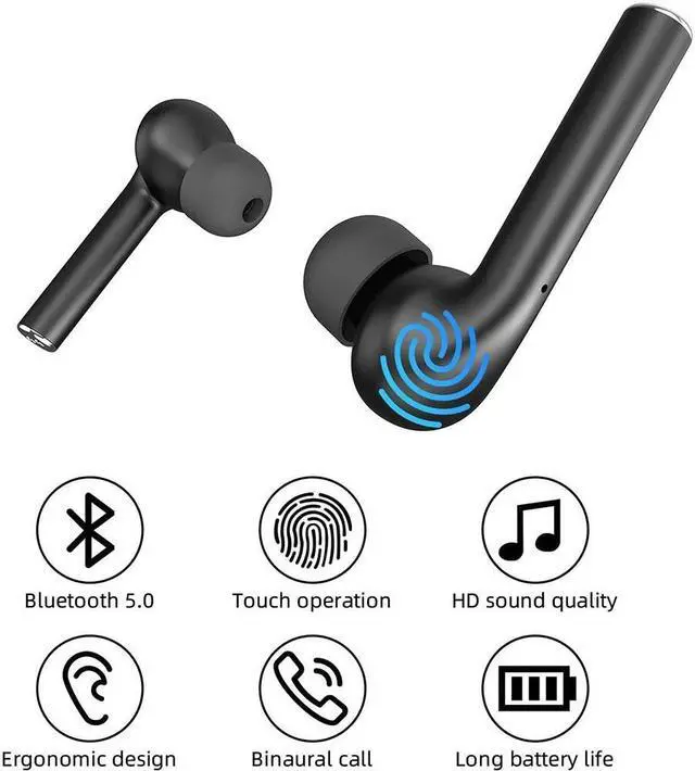 Alt view image 3 of 7 - Wireless Headphones, Wireless Headphones Bluetooth 5.0 IPX6 Sweatproof Noise Cancelling Headphone Built-in Mic Headset for Sports True Wireless Earbuds, Wireless Earphone Bluetooth for iPhone &Android
