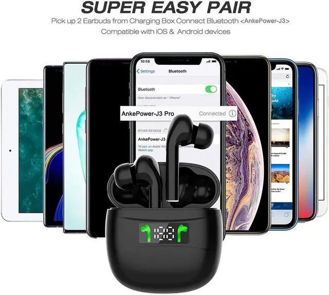 Alt view image 4 of 7 - Wireless Headphones, Wireless Headphones Bluetooth 5.0 IPX6 Sweatproof Noise Cancelling Headphone Built-in Mic Headset for Sports True Wireless Earbuds, Wireless Earphone Bluetooth for iPhone &Android
