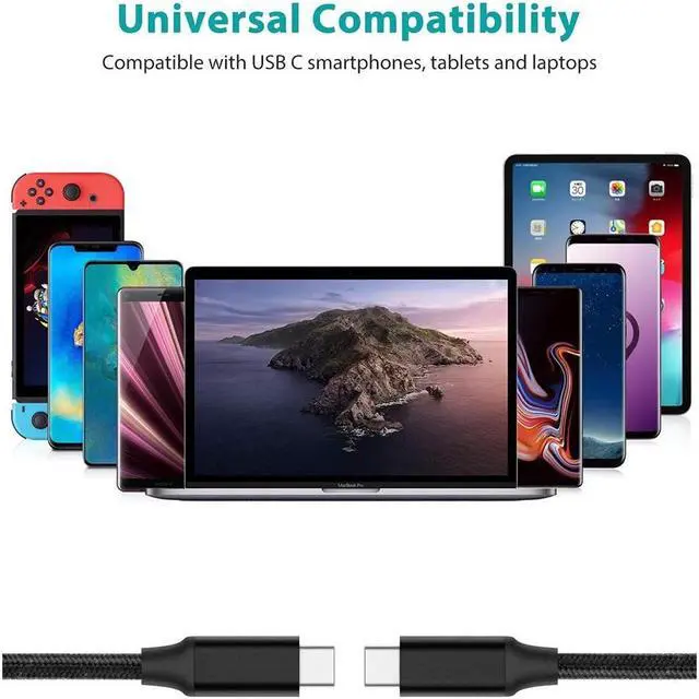 Alt view image 7 of 7 - USB C to USB C 3.1 Gen2 Cable Fast Charge Video Cable(6.6ft/2m), 100W 20V/5A 10Gbps Fast Data Transfer, 4K Video Output for Samsung Galaxy S20 Note 10+,iPad Pro,Macbook Pro, HUAWEI MateBook eokCXOY
