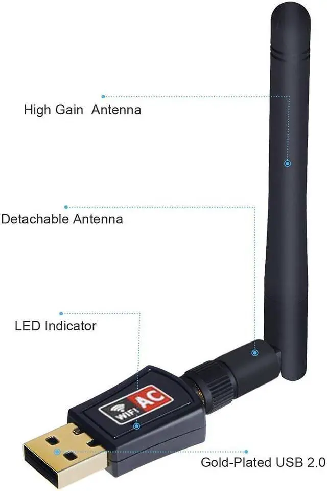 Alt view image 5 of 7 - Wifi Dongle High Speed Internet 2.4/5GHz 600Mbps Wireless USB Wifi Adapter for PC/Desktop/Laptop/Tablet, Supports Windows 10/8/7/Vista/XP/2000, Mac Os X 10.4-10.11.4 and 10.12.1 8iop