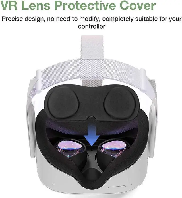 Alt view image 2 of 6 - Cover Set for Oculus Quest 2, Touch Controller Grip Cover,Quest Lens Cover, Lens Protect Cover for Oculus Quest 2, Anti-Throw Sweatproof Handle Protective Sleeve