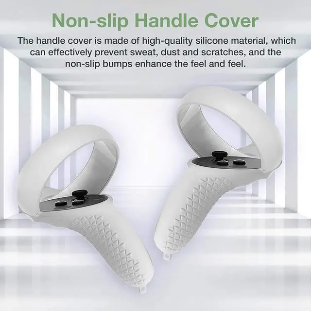 Alt view image 3 of 6 - Cover Set for Oculus Quest 2, Touch Controller Grip Cover,Quest Lens Cover, Lens Protect Cover for Oculus Quest 2, Anti-Throw Sweatproof Handle Protective Sleeve