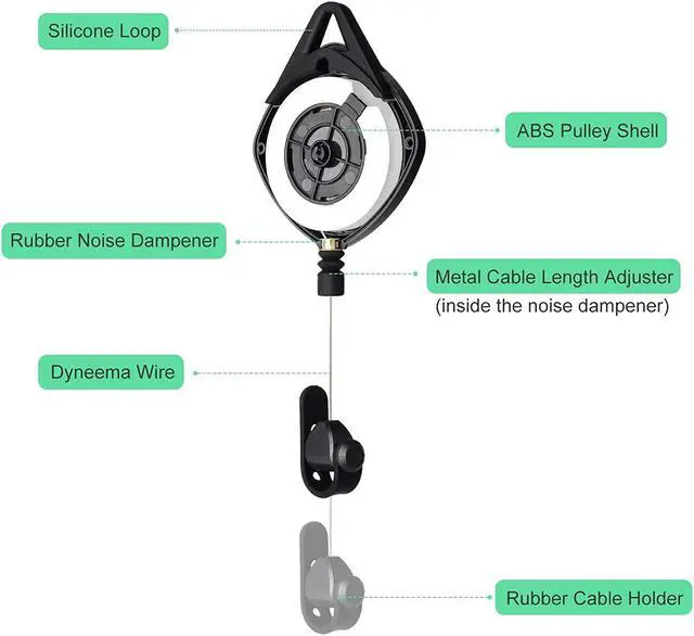 Alt view image 3 of 7 - VR Cable Management System, Ceiling Hooks with Retractable Carabiner, Retractable Ceiling Pulley System for Oculus Quest/Quest 2/HTC Vive/Vive Pro/Oculus Rift/Rift S[ 6pcs/Pack] eokCXOY