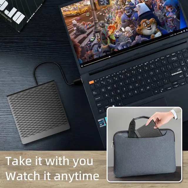 Alt view image 7 of 7 - [New Model] External CD DVD Drive, USB 3.0 Type C External CD/DVD Burner, Portable CD ROM Optical Drive Player Reader Disk Disc with Laptop Desktop PC Windows 11/10/8/7, MacOS, Linux