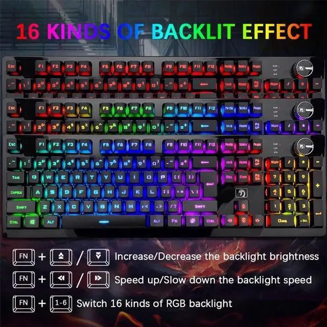 Alt view image 6 of 7 - Gaming Keyboard and Mouse Set RGB Backlit Mechanical Feel 4000mAh Battery Ergonomic Waterproof Keyboard for Mac PC Laptop Computer Game Work Office