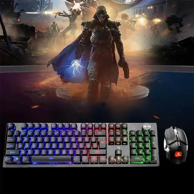 Alt view image 3 of 7 - Gaming Keyboard and Mouse Set RGB Backlit Mechanical Feel 4000mAh Battery Ergonomic Waterproof Keyboard for Mac PC Laptop Computer Game Work Office