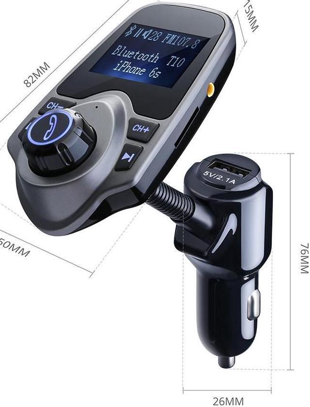 Alt view image 3 of 7 - Wireless Bluetooth Handsfree Car Kit/Adapter FM Transmitter/Calling/MP3 Player With 1.44 Inches Screen Supports Display Car Battery Voltage, Song Names