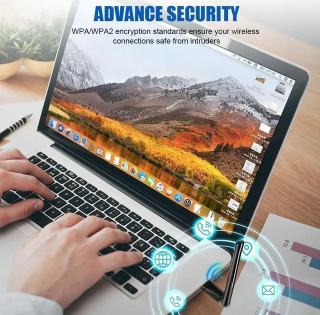 Alt view image 5 of 7 - AC1300 High Gain USB 3.0 Wi-Fi Dongle, USB WiFi Dongle for Desktop PC, Dual Band 2.4/5GHz WiFi Adapter with 5dBi Antenna, 1300Mbps Wireless Adapter Compatible with Windows 11/10/8.1/8/7/XP, Mac OS