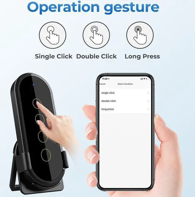Alt view image 4 of 7 - Tuya Wifi Zigbee Intelligent Wireless Scene Touching Switch Home Light Remote Controller 2.5D Curved Tempered Glass with Fluorescent Function Should Works with Zigbee Gateways