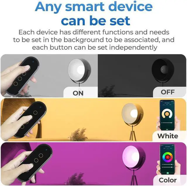 Alt view image 6 of 7 - Tuya Wifi Zigbee Intelligent Wireless Scene Touching Switch Home Light Remote Controller 2.5D Curved Tempered Glass with Fluorescent Function Should Works with Zigbee Gateways