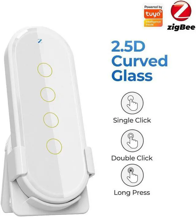 Alt view image 7 of 7 - Tuya Wifi Zigbee Intelligent Wireless Scene Touching Switch Home Light Remote Controller 2.5D Curved Tempered Glass with Fluorescent Function Should Works with Zigbee Gateways