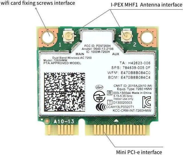 Alt view image 3 of 6 - 7260 Mini PCIE Wifi Card for PC Laptop Dual Band 2.4GHz/5GHz Wireless-AC 1200Mbps 7260HMW Network Adapter 802.11ac Wifi Bluetooth 4.0 Support Windows 7 8 10 (32/64-bit)
