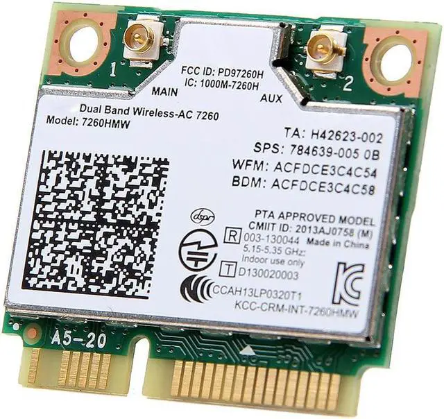 Alt view image 5 of 6 - 7260 Mini PCIE Wifi Card for PC Laptop Dual Band 2.4GHz/5GHz Wireless-AC 1200Mbps 7260HMW Network Adapter 802.11ac Wifi Bluetooth 4.0 Support Windows 7 8 10 (32/64-bit)