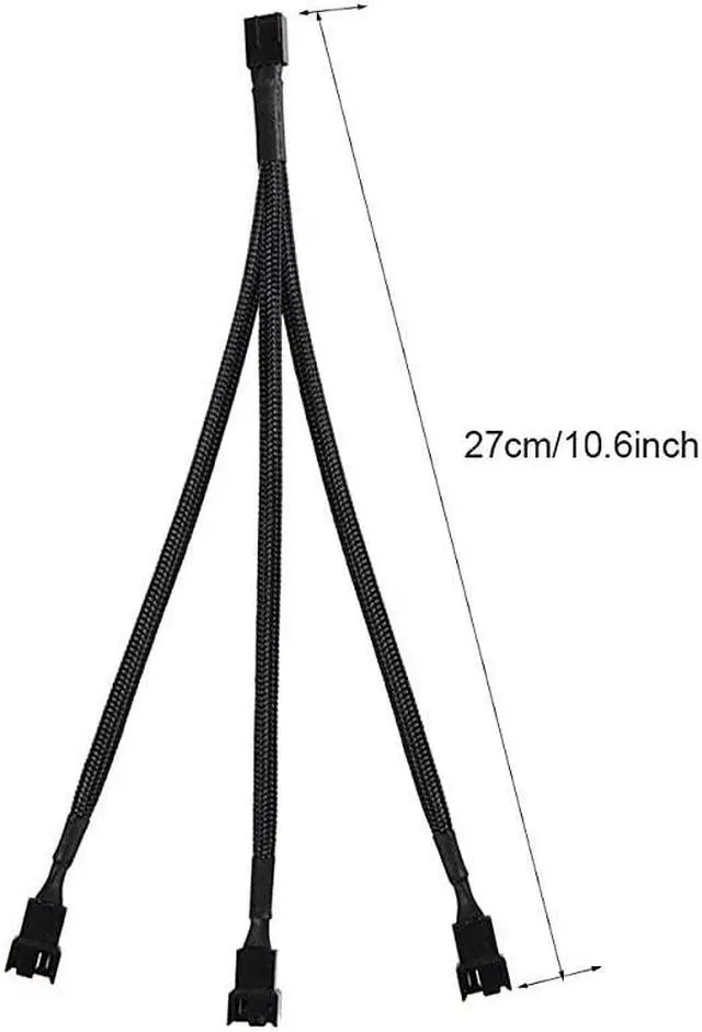 Alt view image 2 of 7 - 2 Pack 4Pin PWM Fan Splitter Cable Sleeved Braided Adapter Computer PC Fan Power Extension Cable 1 to 3 Converter for Computer ATX Case 4Pin3Pin Cooling Fan Cable 106 1 to 3