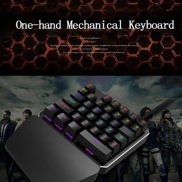 Alt view image 2 of 7 - Mechanical Gaming Keyboard One Handed Keyboard 35 keys Anti-ghosting Keyboard Portable Wired Game Blue Switch Keypad with 7 Color Led Backlit for Windows PC Laptop Computer