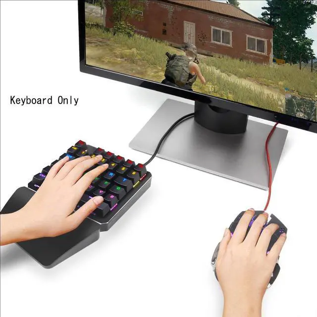 Alt view image 7 of 7 - Mechanical Gaming Keyboard One Handed Keyboard 35 keys Anti-ghosting Keyboard Portable Wired Game Blue Switch Keypad with 7 Color Led Backlit for Windows PC Laptop Computer