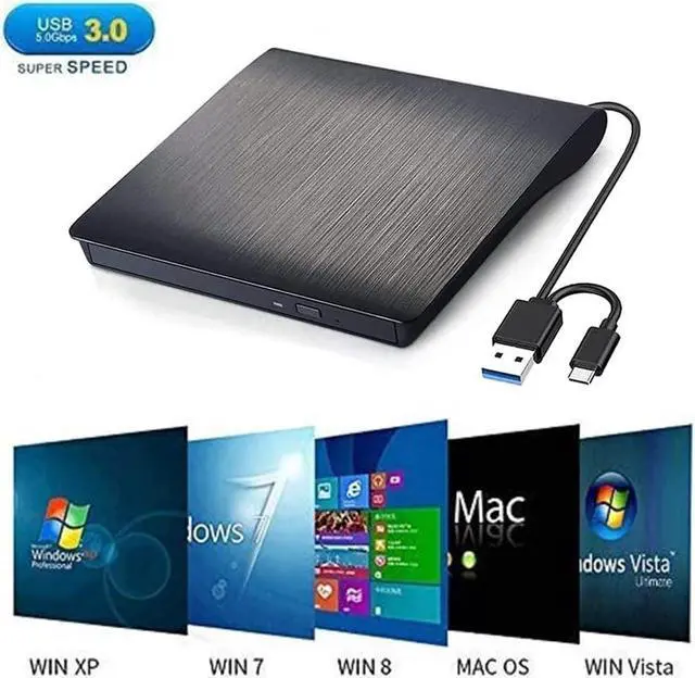 Alt view image 5 of 7 - External CD/DVD Drive, USB3.0 & USB C DVD+/-RW Portable CD DVD Burner Optical Drive is Suitable for laptop/desktop/MacOS/Windows10/8/7/XP high-Speed Data Transmission