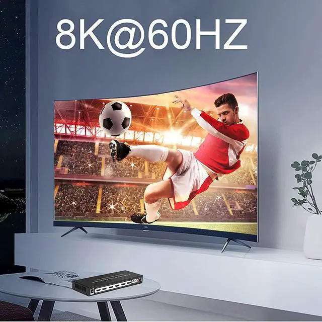 Alt view image 3 of 7 - 8K 4x2 HDMI Matrix Switch,4 in 2 Out Matrix HDMI2.1 Video Switcher Splitter +Optical & RAC Audio Output, Support 8K @60Hz 4K@120Hz HDR10 ARC with IR Remote Control for PS5 Xbox