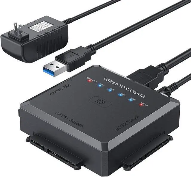 Main image of [Upgraded] Hard Drive Reader - SATA/IDE to USB 3.0 Adapter [One-Click Backup & Progress LED Light] External Hard Drive Adapter Converter for 2.5/3.5 HDD/SSD Hard Drive, Included 12V/2A Power Adapter
