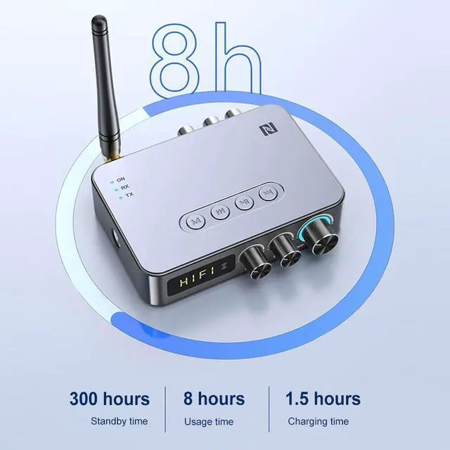 Alt view image 6 of 7 - Bluetooth 5.1 Transmitter Receiver for TV, 4-in-1 Wireless Bluetooth Adapter with Optical AUX RCA 6.5 Mic Connection, Low Latency NFC Audio Adapter with FM Radio Simultaneously for Home Party KTV