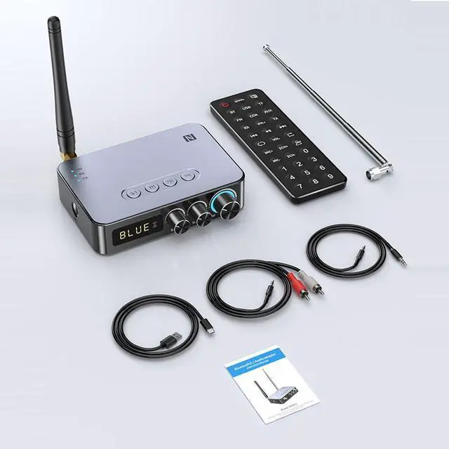 Alt view image 7 of 7 - Bluetooth 5.1 Transmitter Receiver for TV, 4-in-1 Wireless Bluetooth Adapter with Optical AUX RCA 6.5 Mic Connection, Low Latency NFC Audio Adapter with FM Radio Simultaneously for Home Party KTV