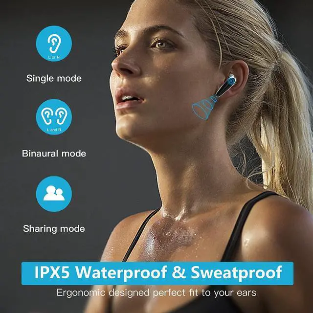 Alt view image 7 of 7 - Ture Wireless Earbuds, Bluetooth Headphones in Ear with 4 Mic, 56H Playtime IPX5 Waterproof, Deep Bass Clear Call Noise Cancelling, HiFi Stereo Sound Earphones with Charging Case for Sports and Work