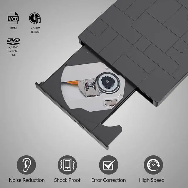 Alt view image 5 of 7 - External CD/DVD Drive for Laptop, USB 3.0 Type-C DVD Player CD Burner ROM +/-RW Optical Reader Writer, Disk Drive with 4 USB Ports and 2 SD Card Slots for Windows/7/8/10, Mac OS and Linux (Black)