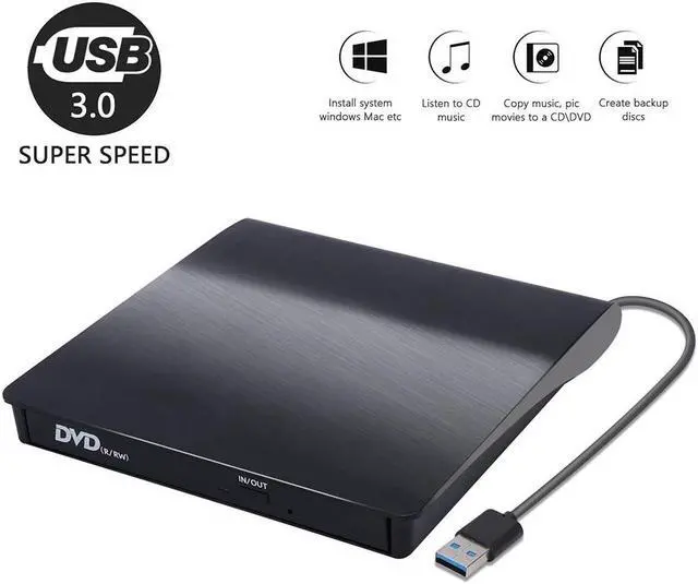 Main image of External CD/DVD Drive, USB 3.0 Slim CD/DVD +/-RW Rewriter Burner Writer, High Speed Data Transfer Optical Drives Player for PC Desktop/Laptop/Linux/Mac OS/Windows10/ 8/7