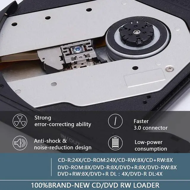 Alt view image 4 of 7 - External CD/DVD Drive, USB 3.0 Slim CD/DVD +/-RW Rewriter Burner Writer, High Speed Data Transfer Optical Drives Player for PC Desktop/Laptop/Linux/Mac OS/Windows10/ 8/7