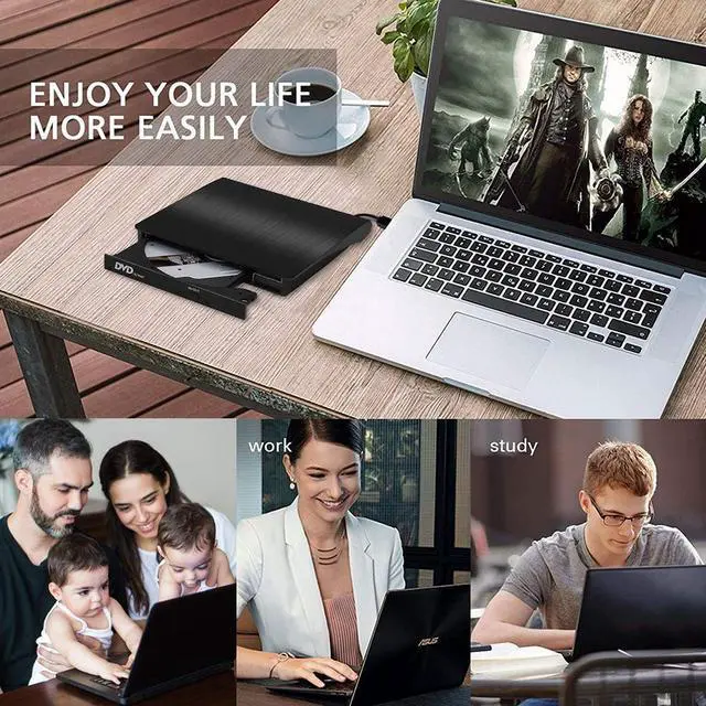 Alt view image 7 of 7 - External CD/DVD Drive, USB 3.0 Slim CD/DVD +/-RW Rewriter Burner Writer, High Speed Data Transfer Optical Drives Player for PC Desktop/Laptop/Linux/Mac OS/Windows10/ 8/7