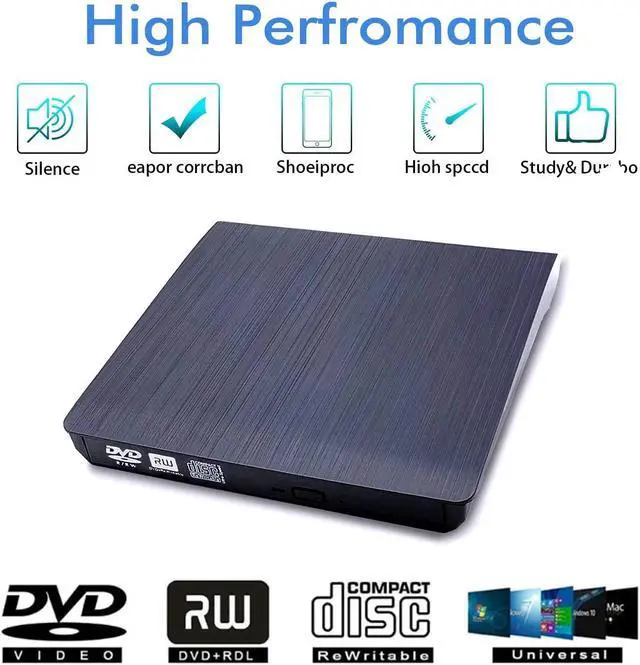 Alt view image 2 of 7 - External USB A & Type C CD DVD Drive, USB 3.0 & Type C Dual Port Portable Slim CD DVD +/-RW Drive Player Burner Writer Reader Rewriter For Macbook, Laptop, Computer Windows 7/8/10/XP/Vista/Mac OS 8iop