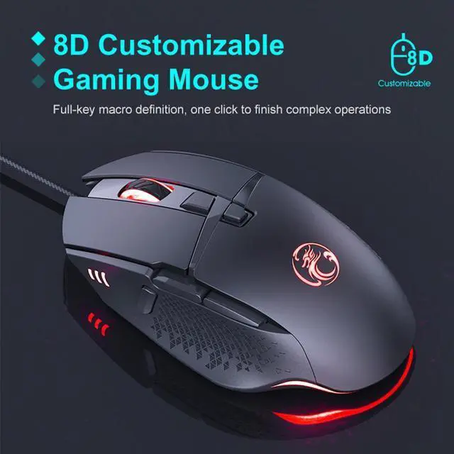 Alt view image 2 of 7 - Fire Key Design USB Wired Gaming Mouse, Gamer Mause 7200DPI Optical Mouse with 8 Buttons RGB Breathing light LED 4 Adjustable DPI levels 7200/4800/2400/1200dpi Gaming Mouse for Laptop PC
