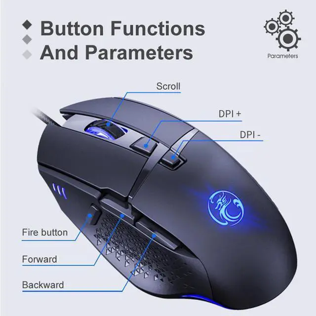 Alt view image 5 of 7 - Fire Key Design USB Wired Gaming Mouse, Gamer Mause 7200DPI Optical Mouse with 8 Buttons RGB Breathing light LED 4 Adjustable DPI levels 7200/4800/2400/1200dpi Gaming Mouse for Laptop PC