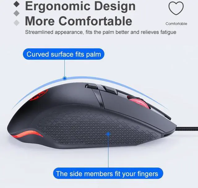 Alt view image 6 of 7 - Fire Key Design USB Wired Gaming Mouse, Gamer Mause 7200DPI Optical Mouse with 8 Buttons RGB Breathing light LED 4 Adjustable DPI levels 7200/4800/2400/1200dpi Gaming Mouse for Laptop PC