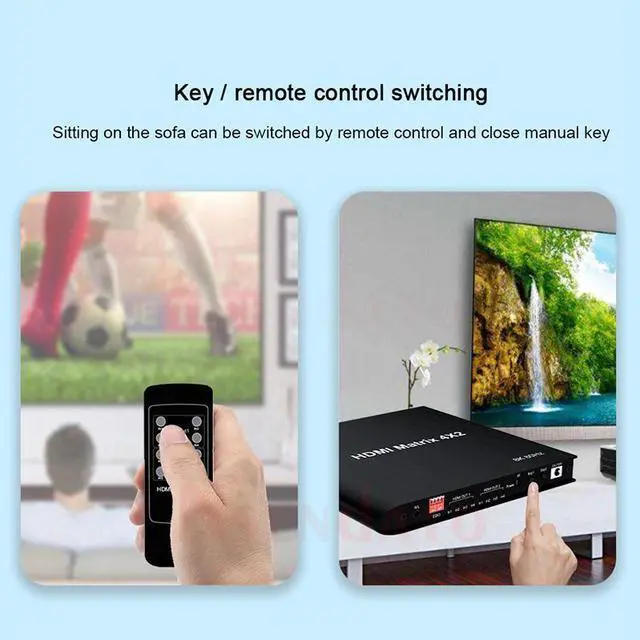 Alt view image 3 of 7 - HDMI Matrix 4 in 2 Out 8K @60Hz,8K 4x2 HDMI 2.1 True Matrix Switcher Conmutador Switch 4K @120Hz HDR HDCP 2.3 HDMI Splitter 4 In 2 Out HDMI Switcher Box for PS4 TV Box PC To HDTV