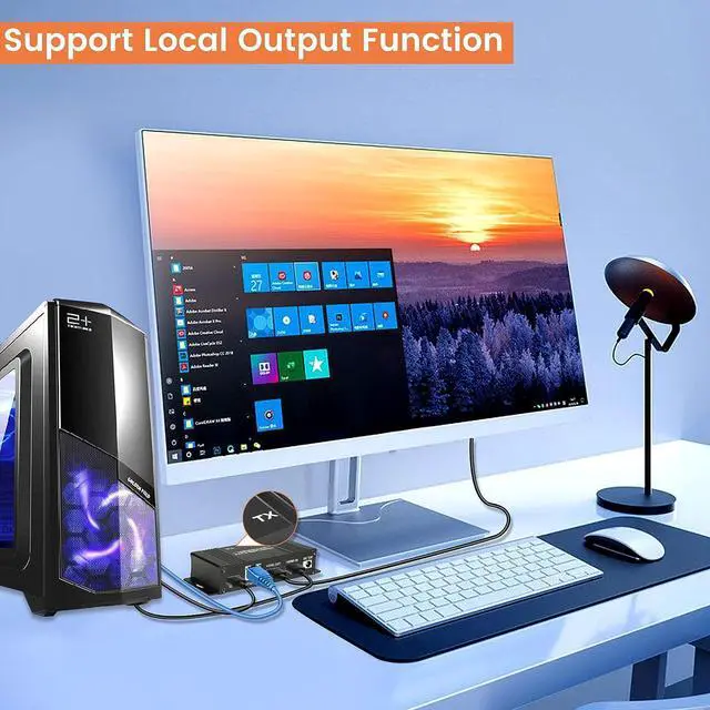 Alt view image 2 of 7 - 164FT HDMI KVM USB Extender Over Cat 5e/6/7 Cable, HDMI to RJ45 1080P HDMI Ethernet Extender Balun Transmitter Receiver with Loop Out Function - USB Keyboard Mouse, Single POC Power Supply eokCXOY