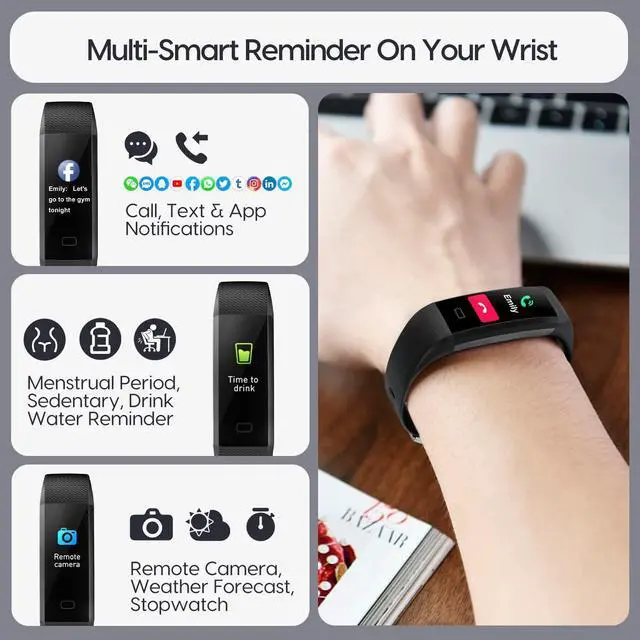Alt view image 5 of 7 - Fitness Tracker with Heart Rate & Temperature Monitor, Waterproof Activity Tracker with Pedometer & Sleep Monitor, Calories, 16 Sport Modes, Smart Watch Pedometer Watch for Men Women Kids
