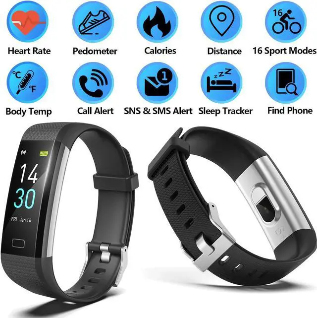 Alt view image 7 of 7 - Fitness Tracker with Heart Rate & Temperature Monitor, Waterproof Activity Tracker with Pedometer & Sleep Monitor, Calories, 16 Sport Modes, Smart Watch Pedometer Watch for Men Women Kids