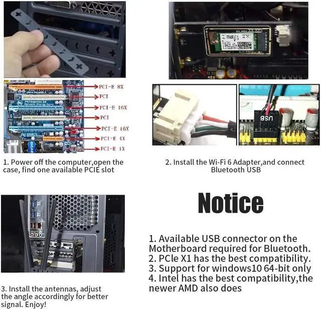 Alt view image 6 of 7 - AX200 WiFi 6 Card for PC| Bluetooth 5.0| 802.11ax| 3000Mbps Dual Band (2.4/5.8Ghz)| MU-MIMO OFDMA PCIe WiFi Card Ultra-Low Latency with Heat Sink, Support Windows 10 64-bit Only